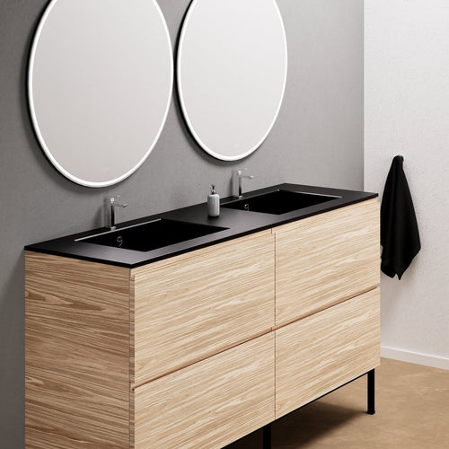 Aurora – Double Corian® Basin Unit with 4 Drawers and Feet-Standing Vanity - ROVALUX