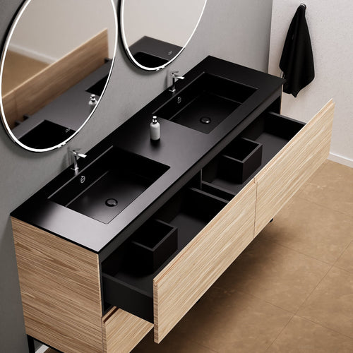 Aurora – Double Corian® Basin Unit with 4 Drawers and Feet-Standing Vanity - ROVALUX