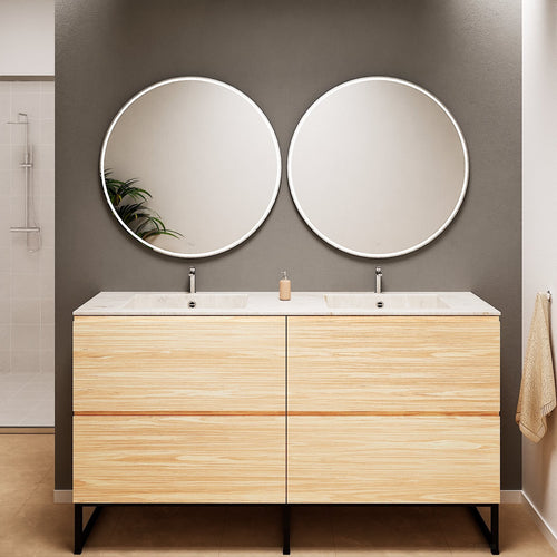 Aurora – Double Corian® Basin Unit with 4 Drawers and Feet-Standing Vanity - ROVALUX