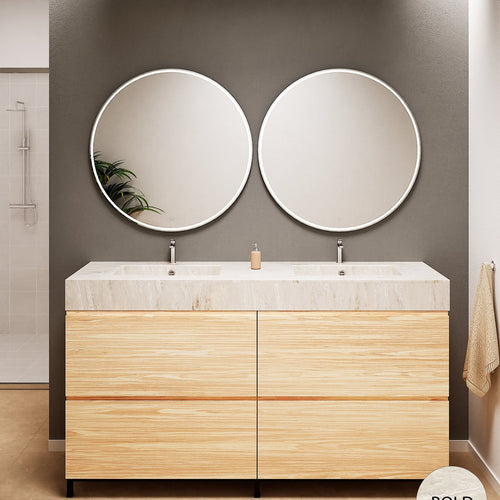 Aurora – Double Corian® Basin Unit with 4 Drawers and Feet-Standing Vanity - ROVALUX