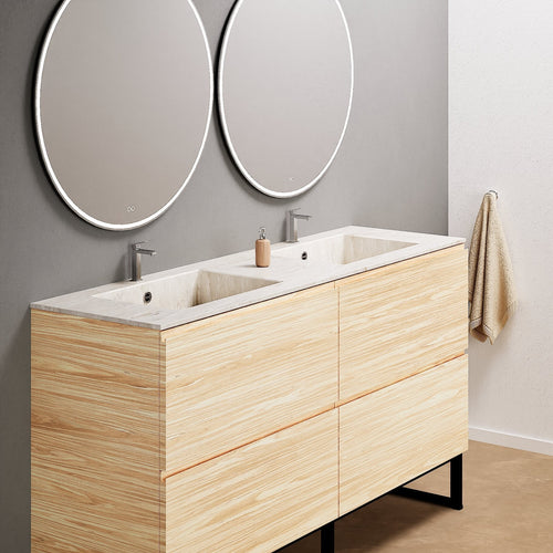 Aurora – Double Corian® Basin Unit with 4 Drawers and Feet-Standing Vanity - ROVALUX