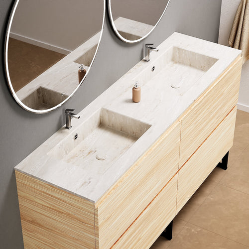 Aurora – Double Corian® Basin Unit with 4 Drawers and Feet-Standing Vanity - ROVALUX