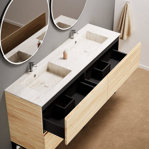 Aurora – Double Corian® Basin Unit with 4 Drawers and Feet-Standing Vanity - ROVALUX