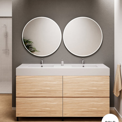Aurora – Double Corian® Basin Unit with 4 Drawers and Feet-Standing Vanity - ROVALUX