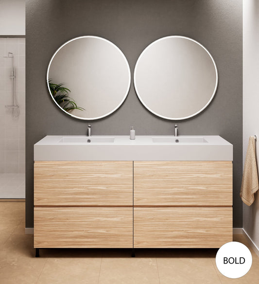 Aurora – Double Corian® Basin Unit with 4 Drawers and Feet-Standing Vanity - ROVALUX