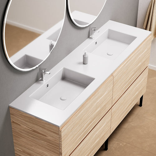 Aurora – Double Corian® Basin Unit with 4 Drawers and Feet-Standing Vanity - ROVALUX