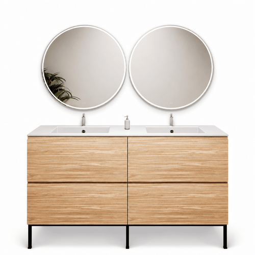 Aurora – Double Corian® Basin Unit with 4 Drawers and Feet-Standing Vanity - ROVALUX