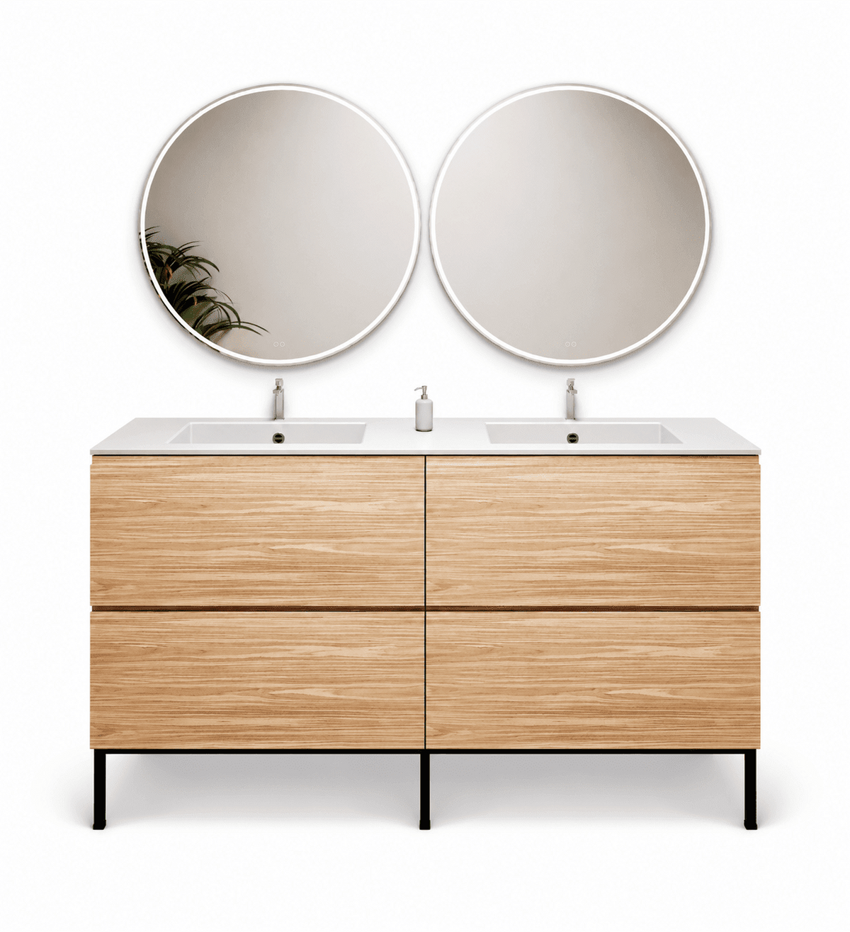 Aurora – Double Corian® Basin Unit with 4 Drawers and Feet-Standing Vanity - ROVALUX