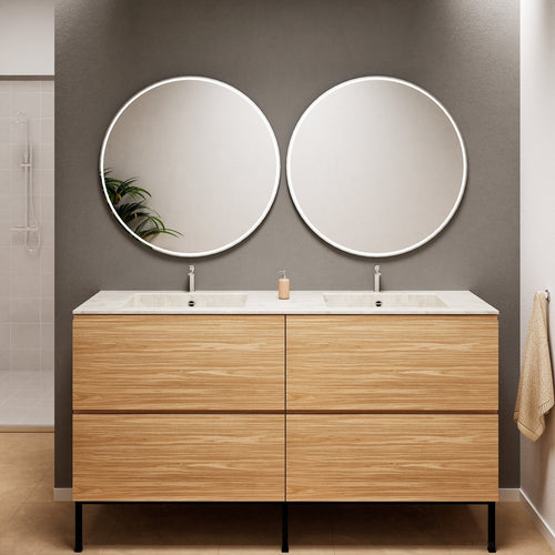 Aurora – Double Corian® Basin Unit with 4 Drawers and Feet-Standing Vanity - ROVALUX