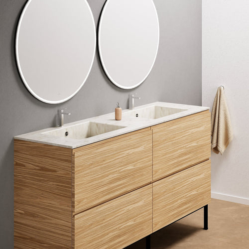 Aurora – Double Corian® Basin Unit with 4 Drawers and Feet-Standing Vanity - ROVALUX