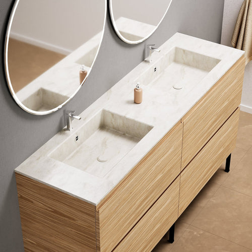 Aurora – Double Corian® Basin Unit with 4 Drawers and Feet-Standing Vanity - ROVALUX
