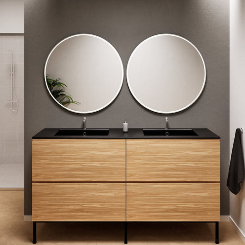 Aurora – Double Corian® Basin Unit with 4 Drawers and Feet-Standing Vanity - ROVALUX