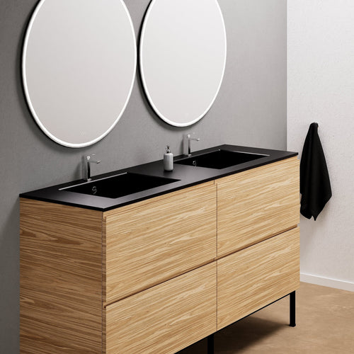 Aurora – Double Corian® Basin Unit with 4 Drawers and Feet-Standing Vanity - ROVALUX