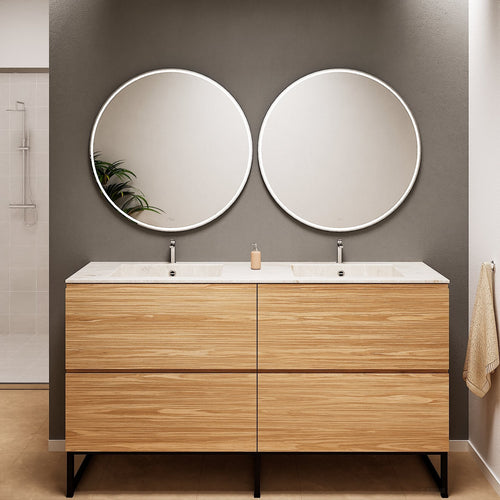 Aurora – Double Corian® Basin Unit with 4 Drawers and Feet-Standing Vanity - ROVALUX