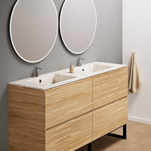 Aurora – Double Corian® Basin Unit with 4 Drawers and Feet-Standing Vanity - ROVALUX