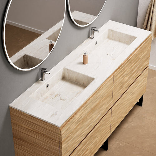 Aurora – Double Corian® Basin Unit with 4 Drawers and Feet-Standing Vanity - ROVALUX
