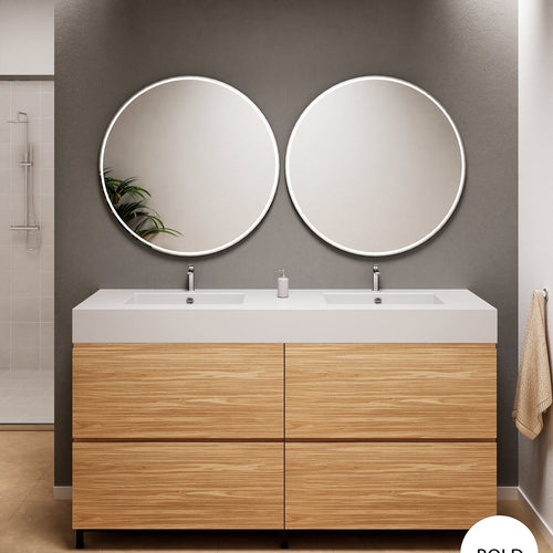 Aurora – Double Corian® Basin Unit with 4 Drawers and Feet-Standing Vanity - ROVALUX