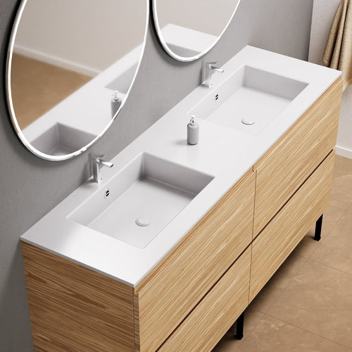 Aurora – Double Corian® Basin Unit with 4 Drawers and Feet-Standing Vanity - ROVALUX