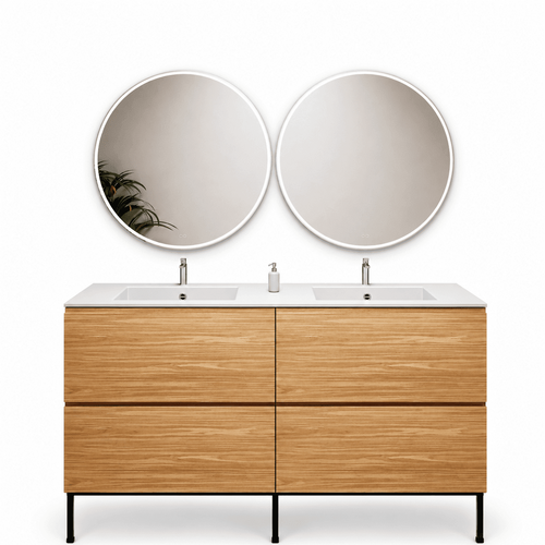 Aurora – Double Corian® Basin Unit with 4 Drawers and Feet-Standing Vanity - ROVALUX