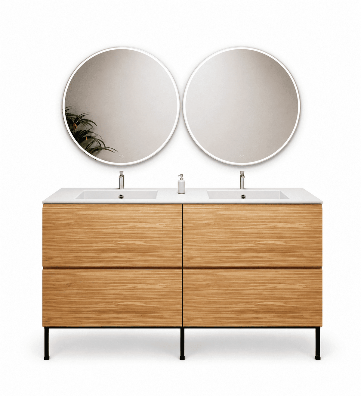 Aurora – Double Corian® Basin Unit with 4 Drawers and Feet-Standing Vanity - ROVALUX