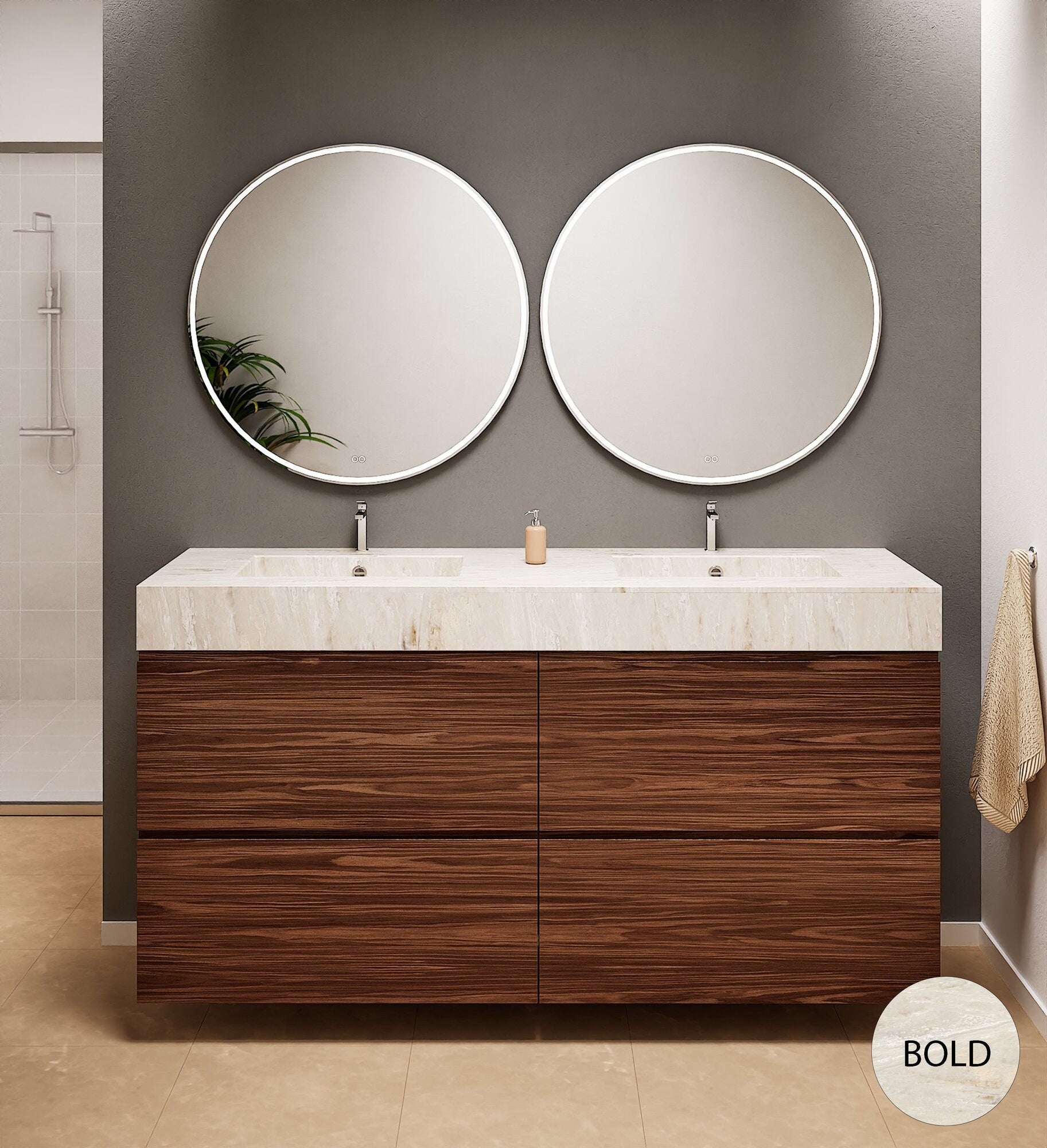 Aurora – Double Corian® Basin Unit with 4 Drawers - ROVALUX