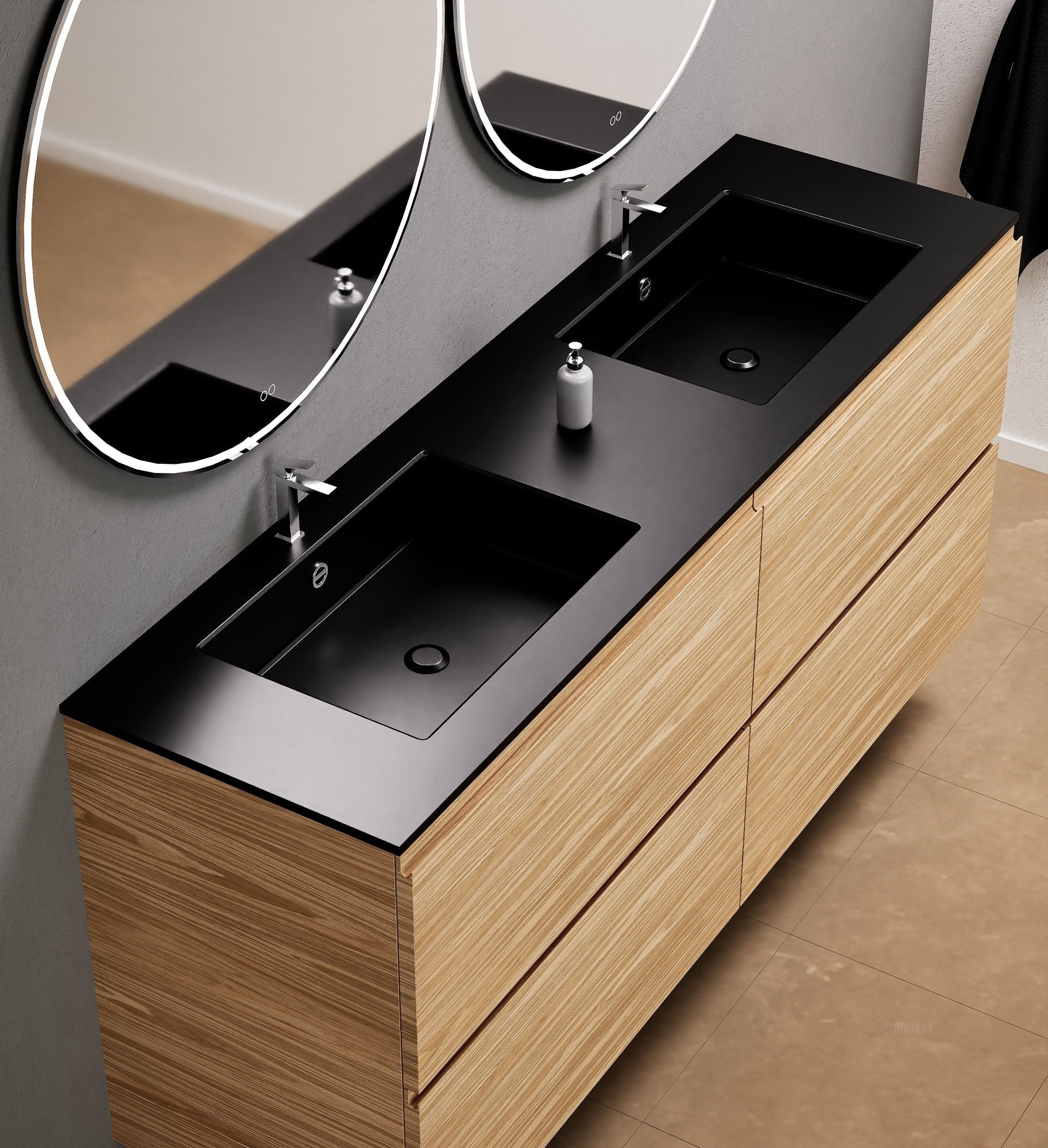 Aurora – Double Corian® Basin Unit with 4 Drawers - ROVALUX