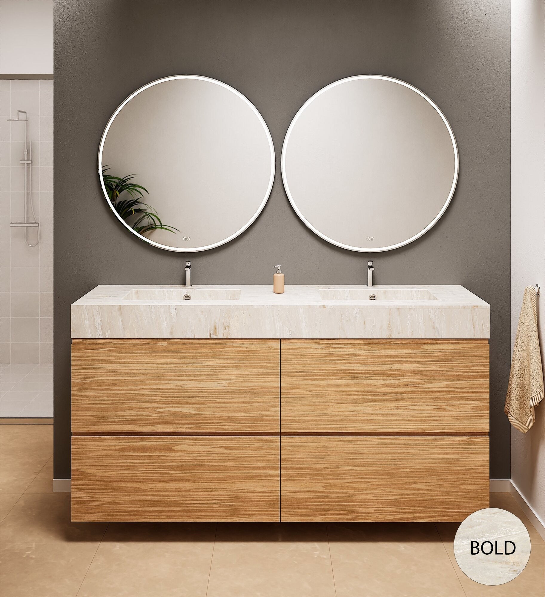 Aurora – Double Corian® Basin Unit with 4 Drawers - ROVALUX