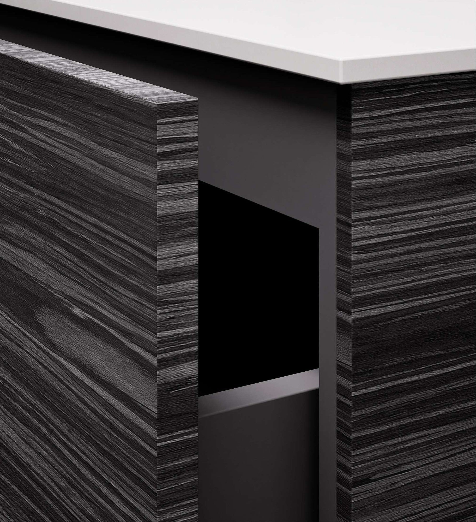 Aurora Double Set – Corian double Sinks & Countertop with 2 Drawers Vanity - ROVALUX