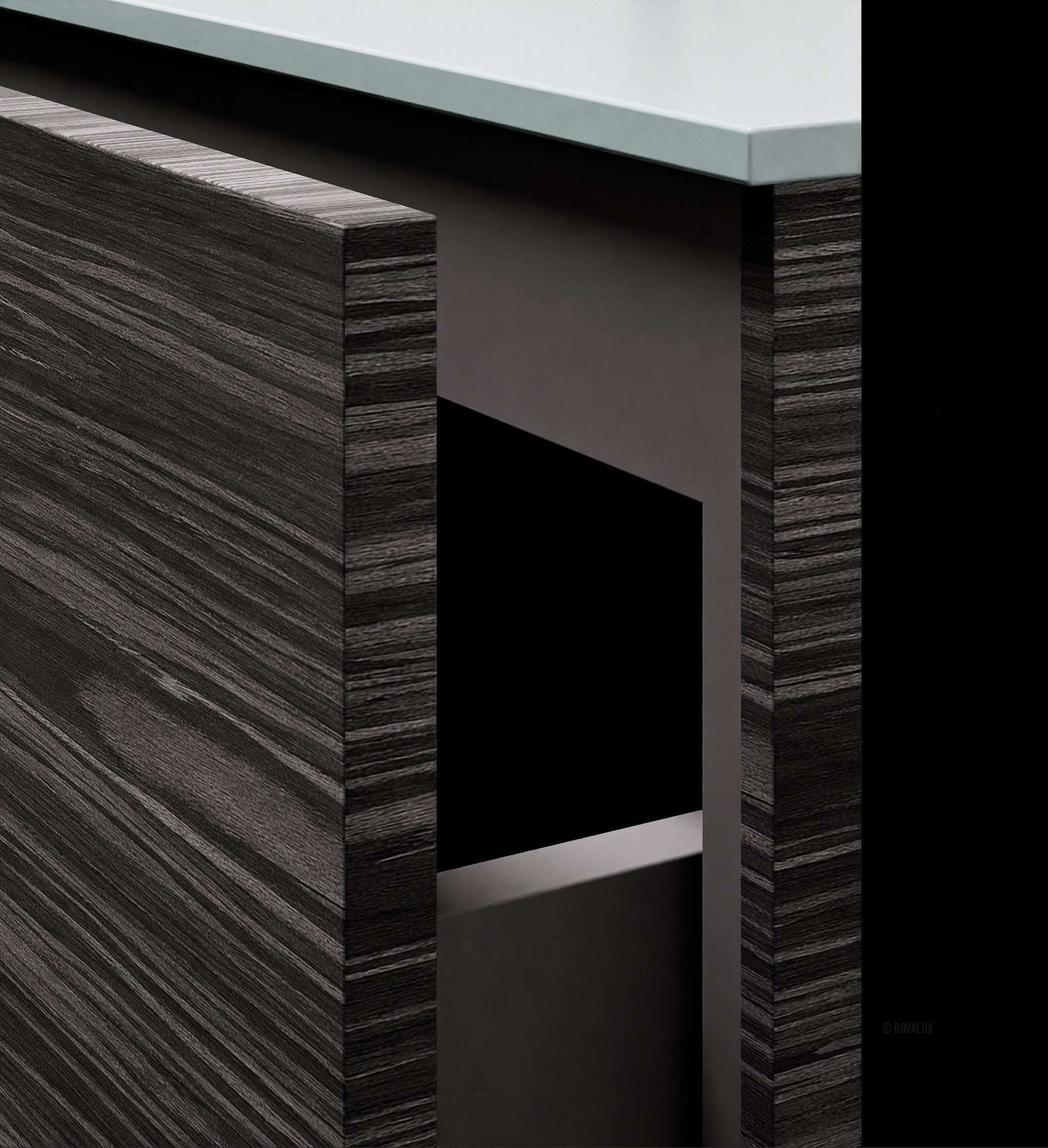 Aurora Double Set – Corian double Sinks & Countertop with 2 Drawers Vanity - ROVALUX