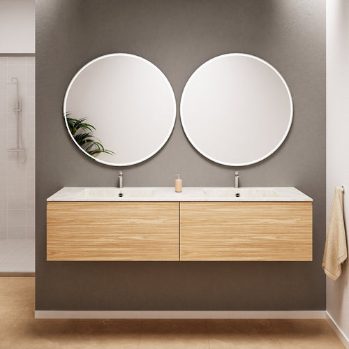 Aurora Double Set – Corian double Sinks & Countertop with 2 Drawers Vanity - ROVALUX