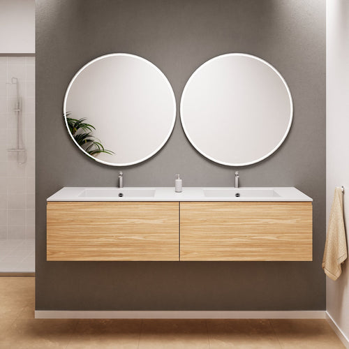 Aurora Double Set – Corian double Sinks & Countertop with 2 Drawers Vanity - ROVALUX