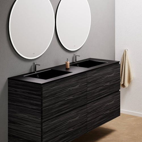 Aurora Double Set Classic – Corian Double Sinks & Countertop with 4 Drawers Vanity - ROVALUX
