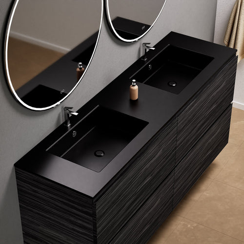 Aurora Double Set Classic – Corian Double Sinks & Countertop with 4 Drawers Vanity - ROVALUX