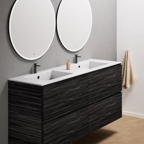 Aurora Double Set Classic – Corian Double Sinks & Countertop with 4 Drawers Vanity - ROVALUX