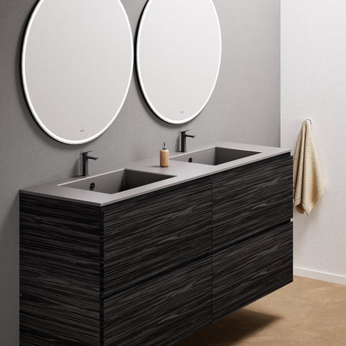 Aurora Double Set Classic – Corian Double Sinks & Countertop with 4 Drawers Vanity - ROVALUX