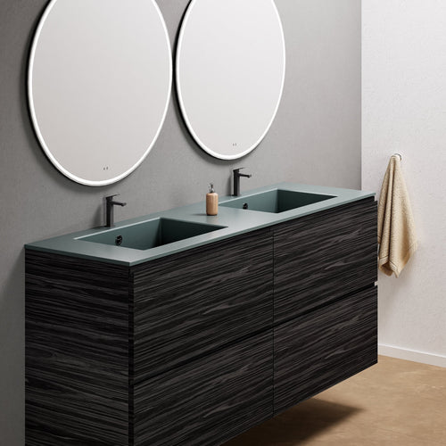 Aurora Double Set Classic – Corian Double Sinks & Countertop with 4 Drawers Vanity - ROVALUX