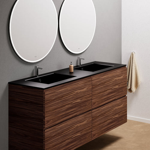 Aurora Double Set Classic – Corian Double Sinks & Countertop with 4 Drawers Vanity - ROVALUX