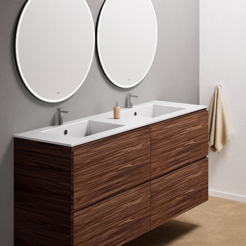 Aurora Double Set Classic – Corian Double Sinks & Countertop with 4 Drawers Vanity - ROVALUX