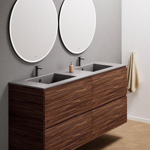 Aurora Double Set Classic – Corian Double Sinks & Countertop with 4 Drawers Vanity - ROVALUX