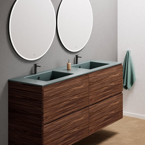 Aurora Double Set Classic – Corian Double Sinks & Countertop with 4 Drawers Vanity - ROVALUX
