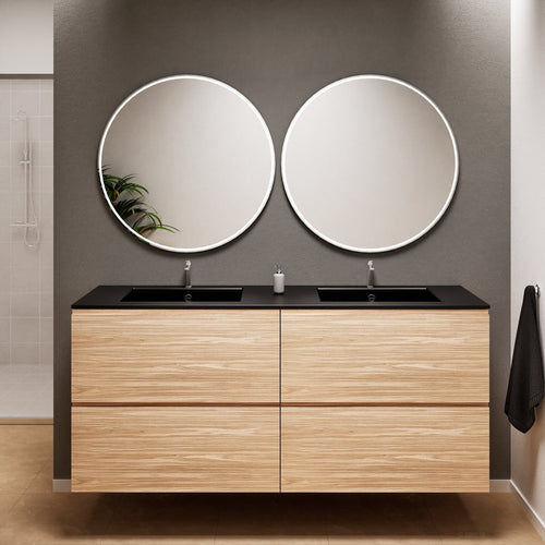 Aurora Double Set Classic – Corian Double Sinks & Countertop with 4 Drawers Vanity - ROVALUX