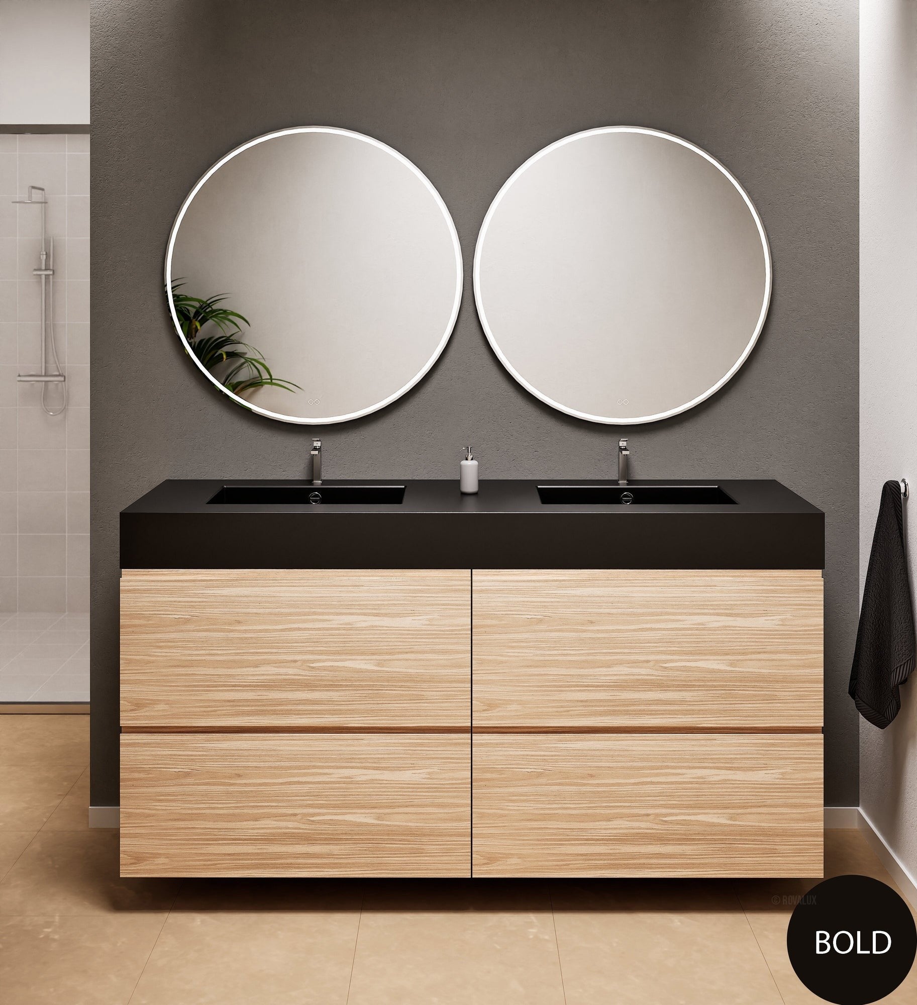 Aurora Double Set Classic – Corian Double Sinks & Countertop with 4 Drawers Vanity - ROVALUX