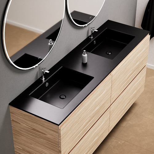 Aurora Double Set Classic – Corian Double Sinks & Countertop with 4 Drawers Vanity - ROVALUX