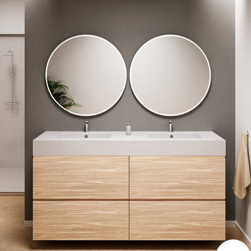 Aurora Double Set Classic – Corian Double Sinks & Countertop with 4 Drawers Vanity - ROVALUX