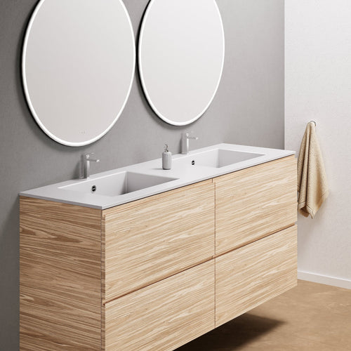 Aurora Double Set Classic – Corian Double Sinks & Countertop with 4 Drawers Vanity - ROVALUX