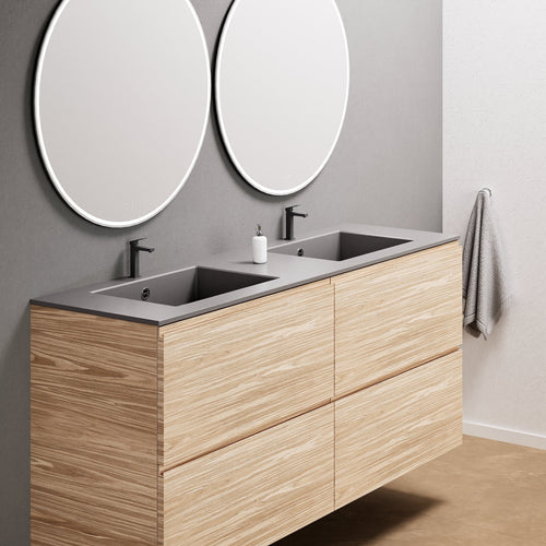 Aurora Double Set Classic – Corian Double Sinks & Countertop with 4 Drawers Vanity - ROVALUX