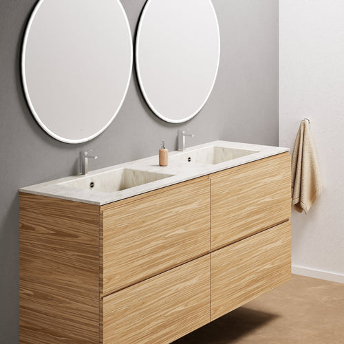 Aurora Double Set Classic – Corian Double Sinks & Countertop with 4 Drawers Vanity - ROVALUX