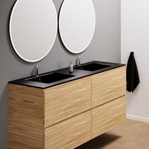 Aurora Double Set Classic – Corian Double Sinks & Countertop with 4 Drawers Vanity - ROVALUX