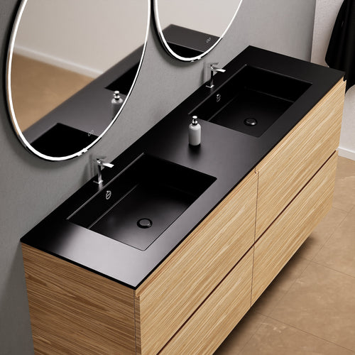 Aurora Double Set Classic – Corian Double Sinks & Countertop with 4 Drawers Vanity - ROVALUX