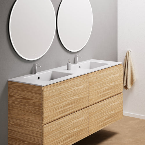 Aurora Double Set Classic – Corian Double Sinks & Countertop with 4 Drawers Vanity - ROVALUX